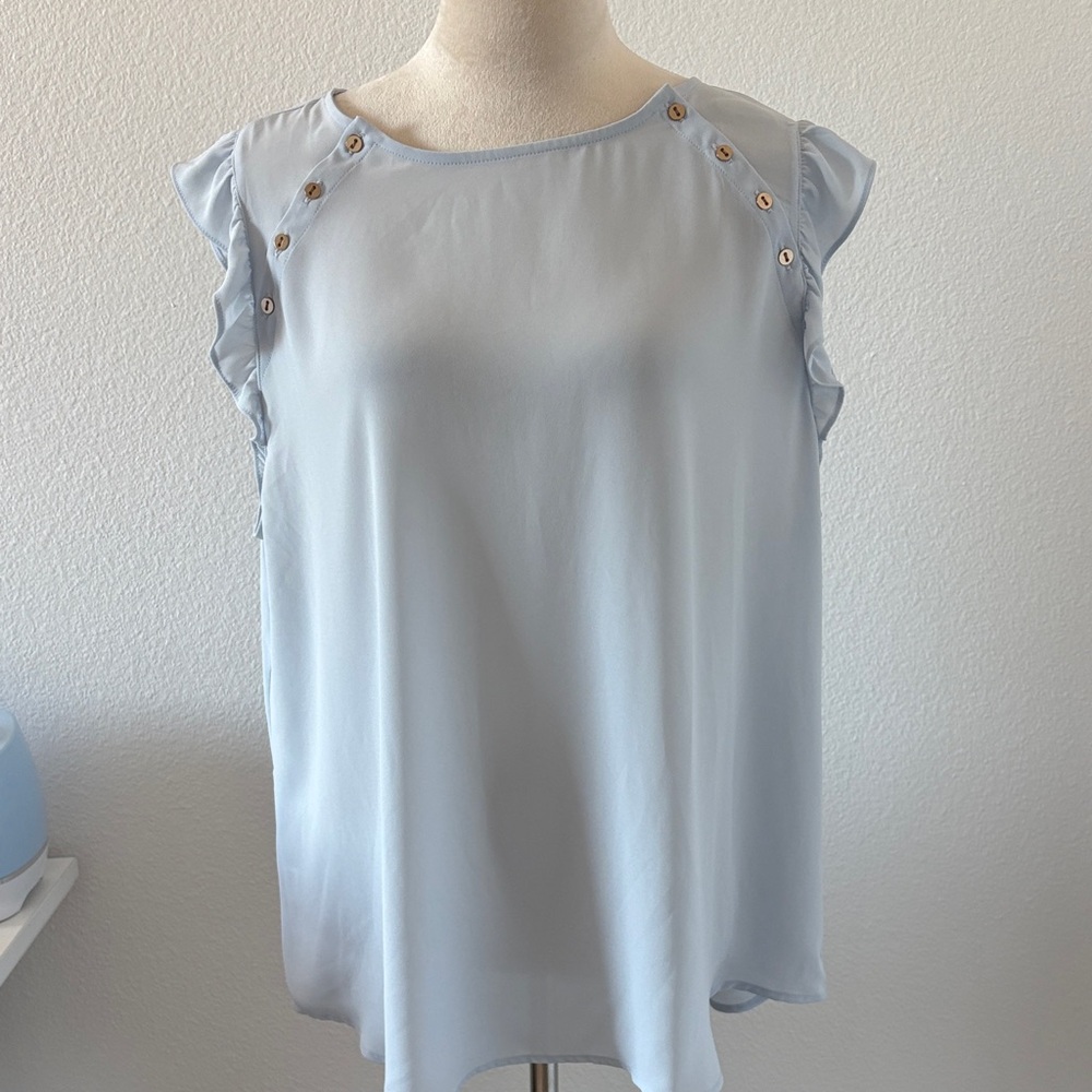 LOFT Light Blue Blouse with Button Accents